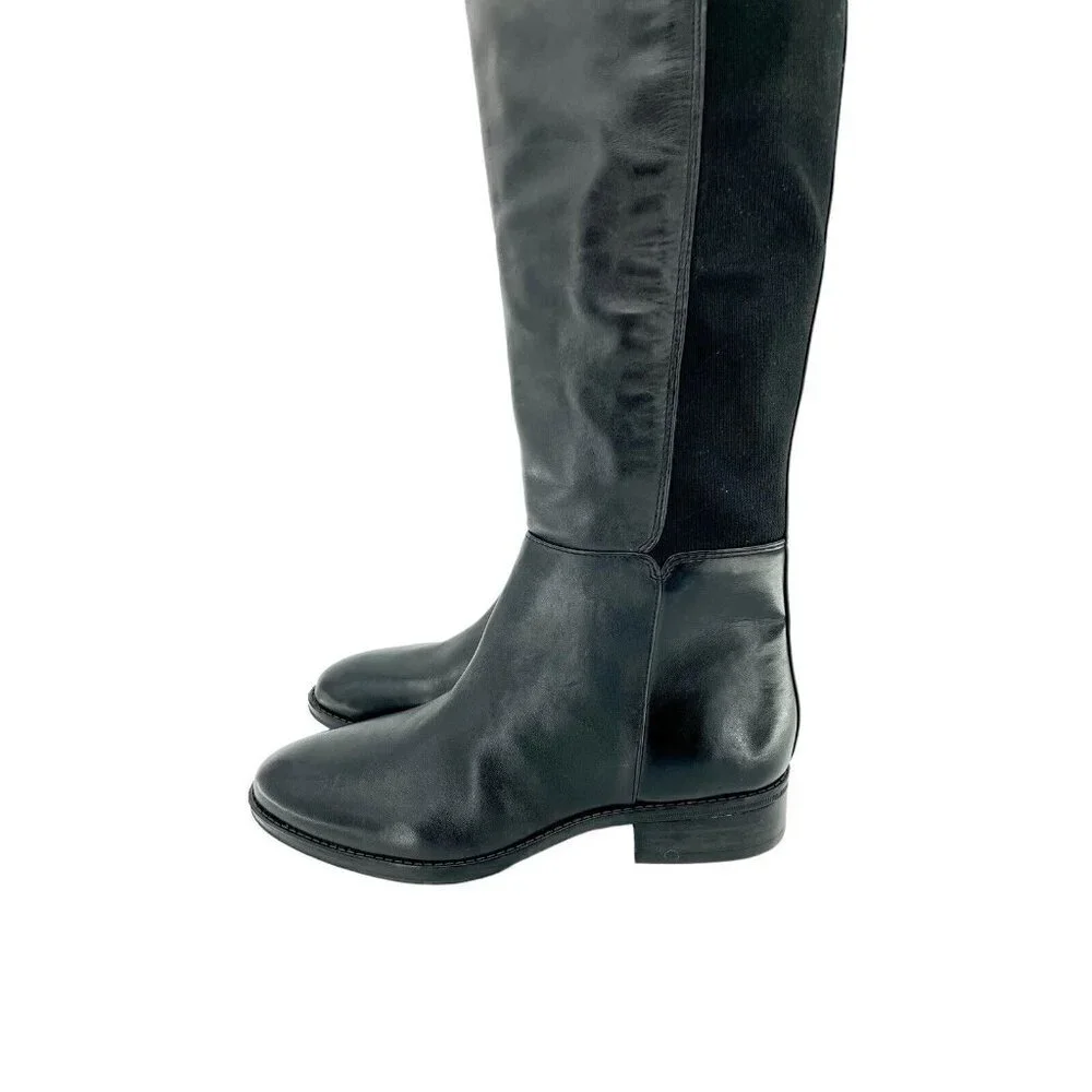 Sam Edelman Pam Black Leather Stretch Back Over the Knee Black Boot 7.5 New